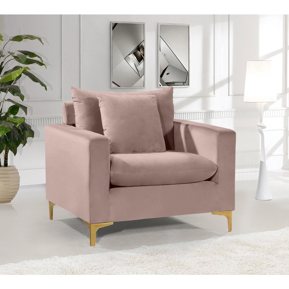 Naomi Pink Velvet Chair. Picture 2
