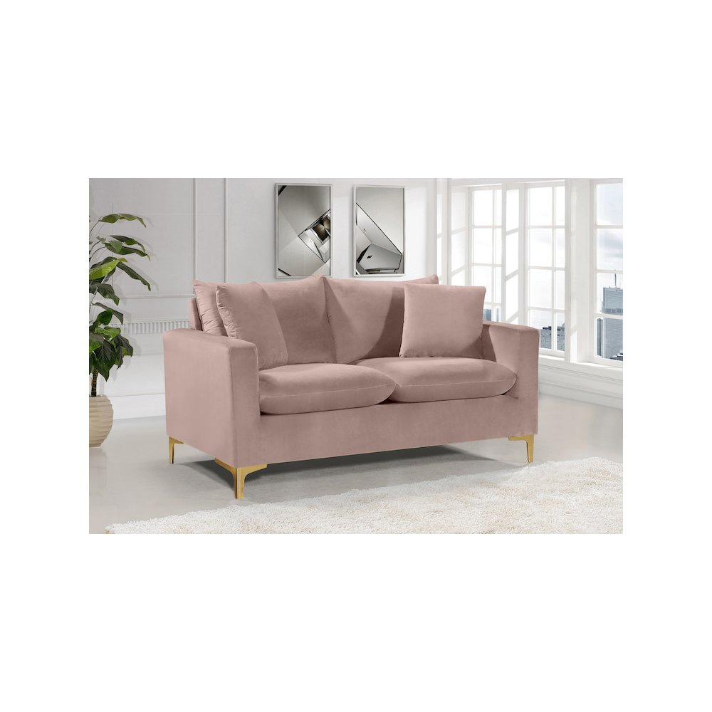 Naomi Pink Velvet Loveseat. Picture 2