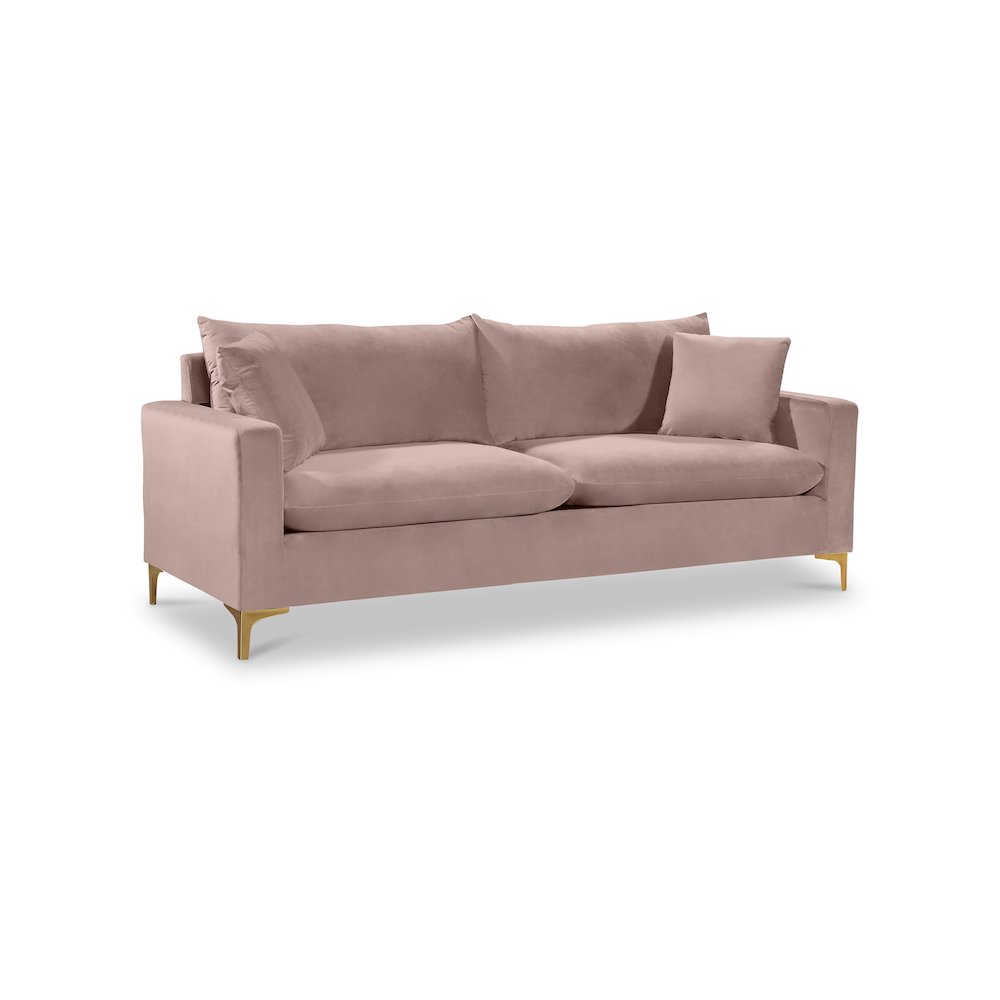 Naomi Pink Velvet Sofa. Picture 1