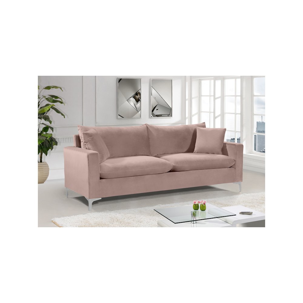 Naomi Pink Velvet Sofa. Picture 3