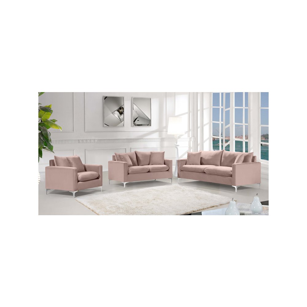Naomi Pink Velvet Sofa. Picture 6