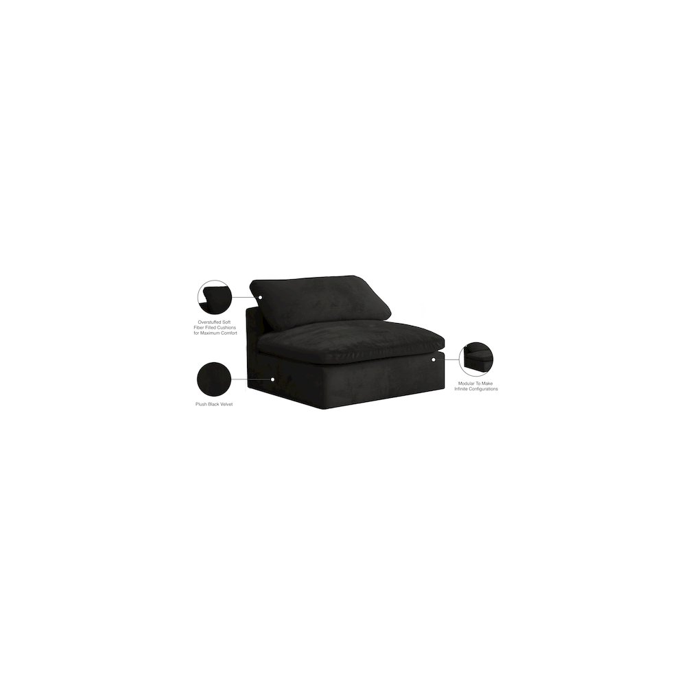 Cozy Black Velvet Chair. Picture 6