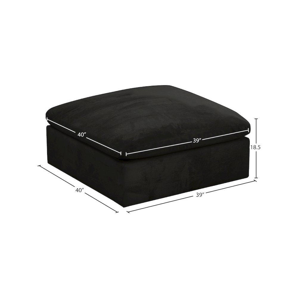 Cozy Black Velvet Ottoman. Picture 3