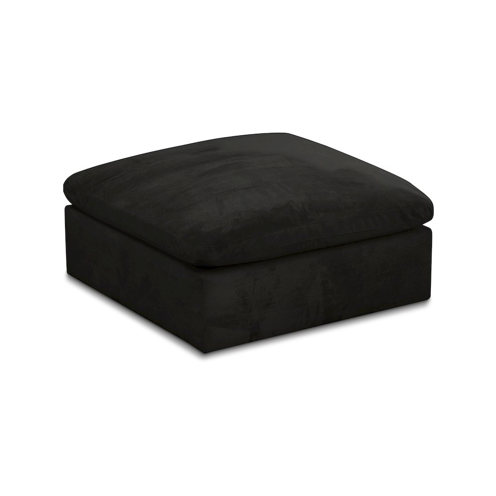 Cozy Black Velvet Ottoman. Picture 1