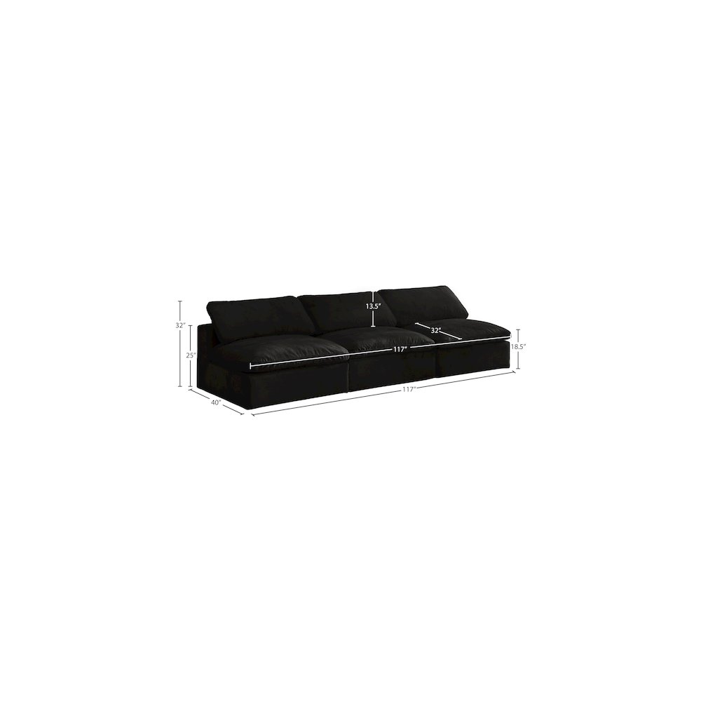 Cozy Black Velvet Comfort Modular Armless Sofa. Picture 5