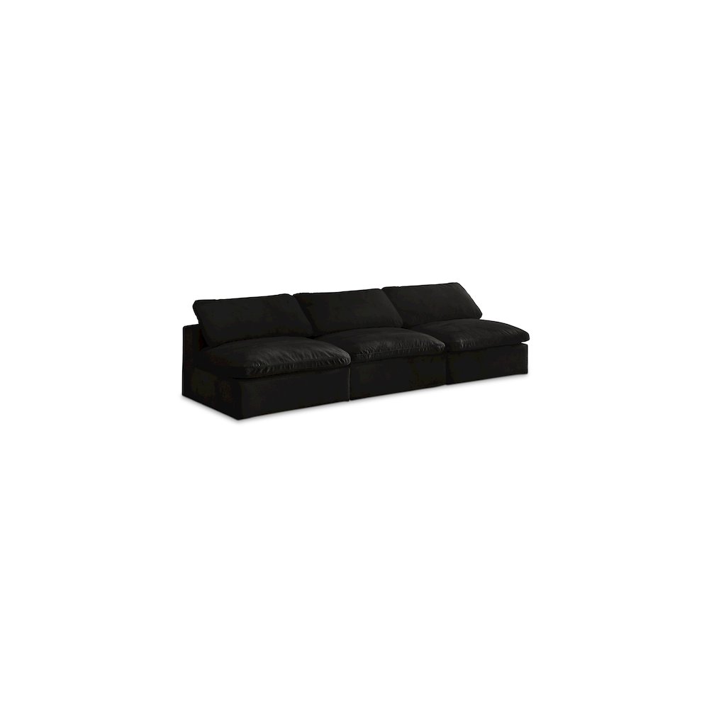 Cozy Black Velvet Comfort Modular Armless Sofa. Picture 1