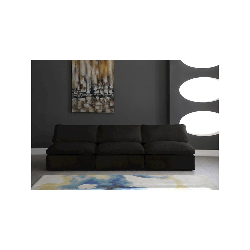 Cozy Black Velvet Comfort Modular Armless Sofa. Picture 2