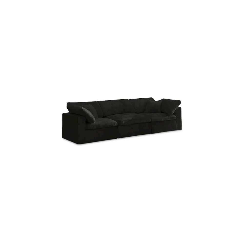Cozy Black Velvet Comfort Modular Sofa. Picture 1
