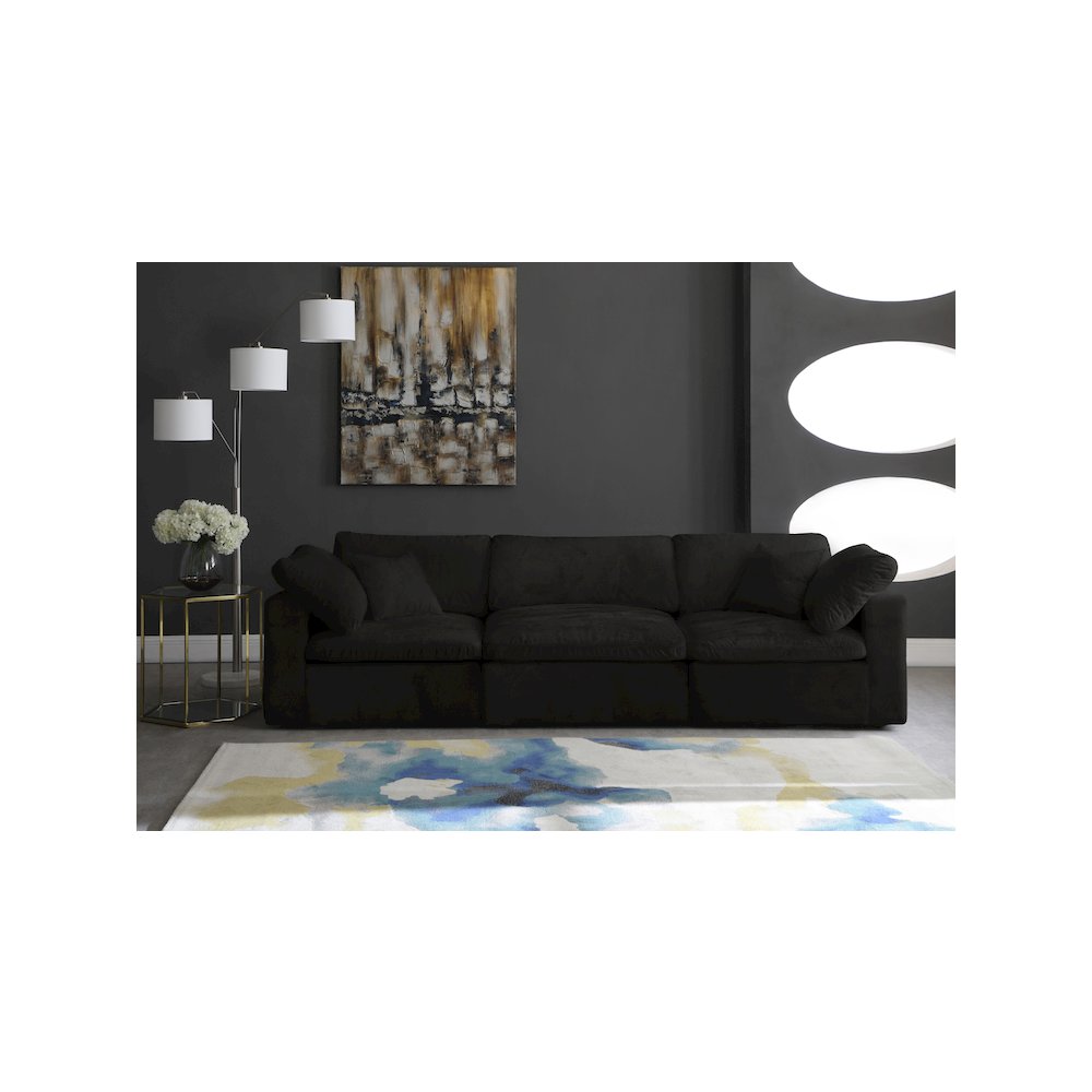 Cozy Black Velvet Comfort Modular Sofa. Picture 2