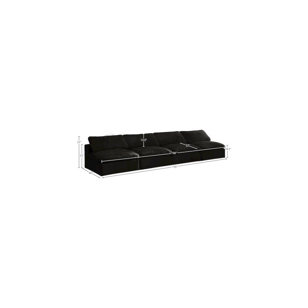 Cozy Black Velvet Comfort Modular Armless Sofa. Picture 5