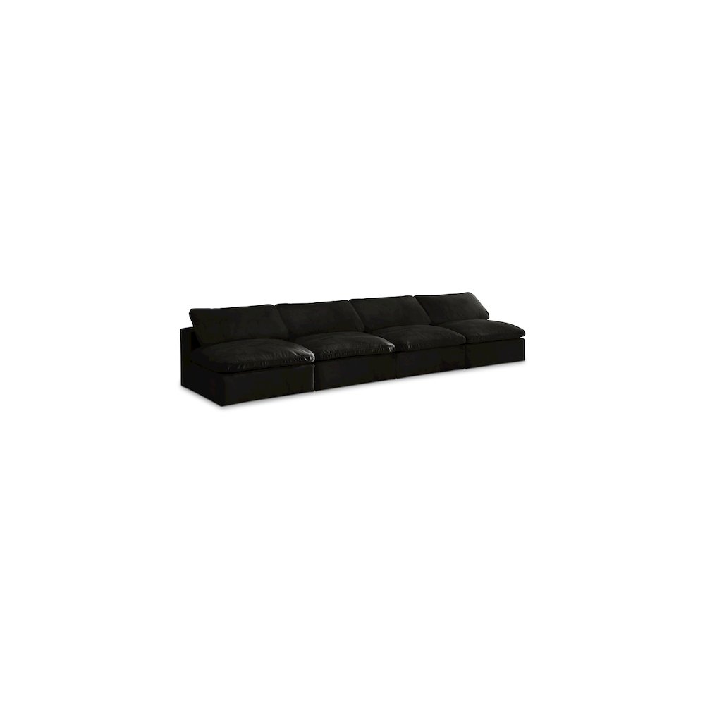 Cozy Black Velvet Comfort Modular Armless Sofa. Picture 1