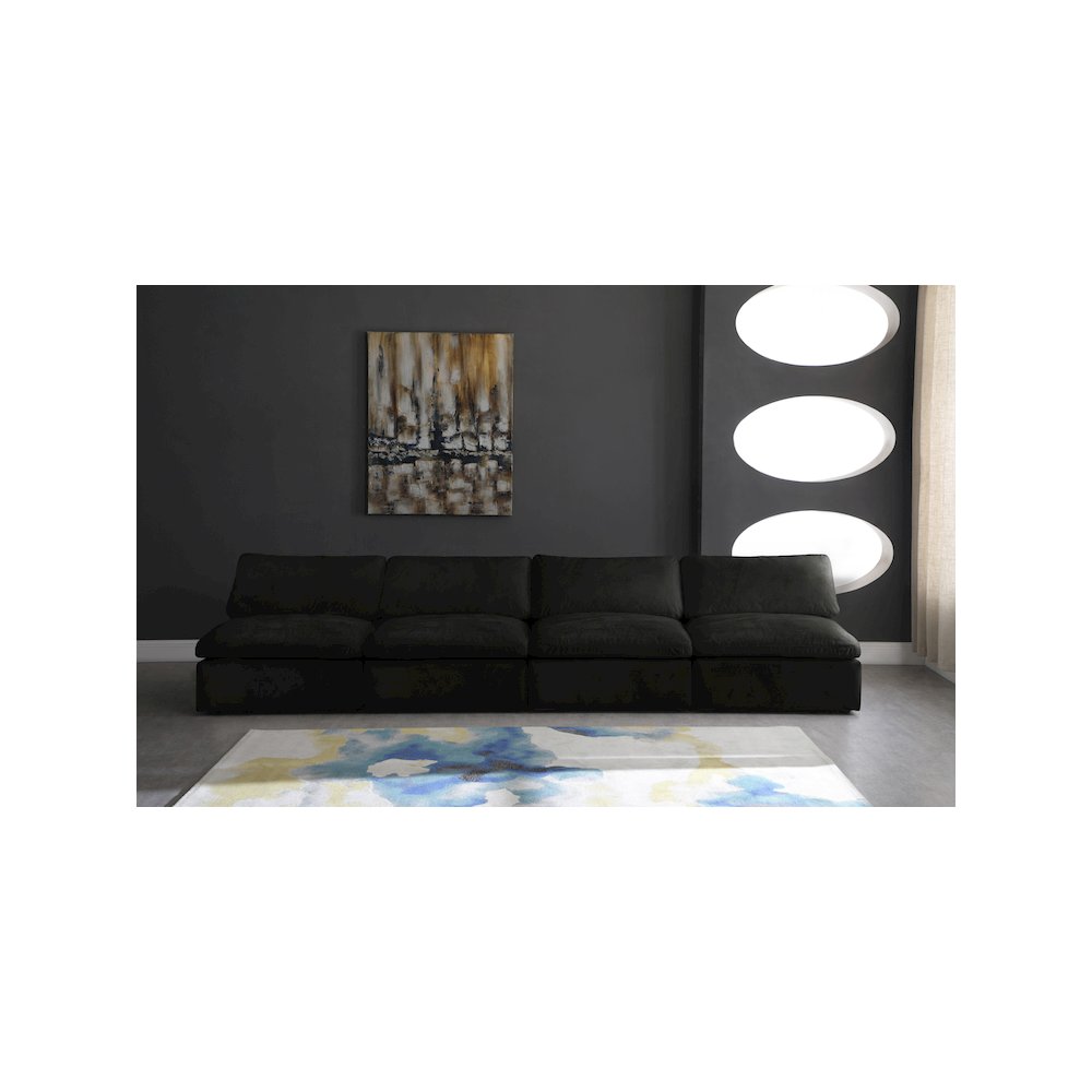 Cozy Black Velvet Comfort Modular Armless Sofa. Picture 2