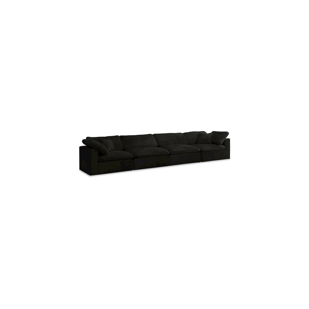 Cozy Black Velvet Comfort Modular Sofa. Picture 1