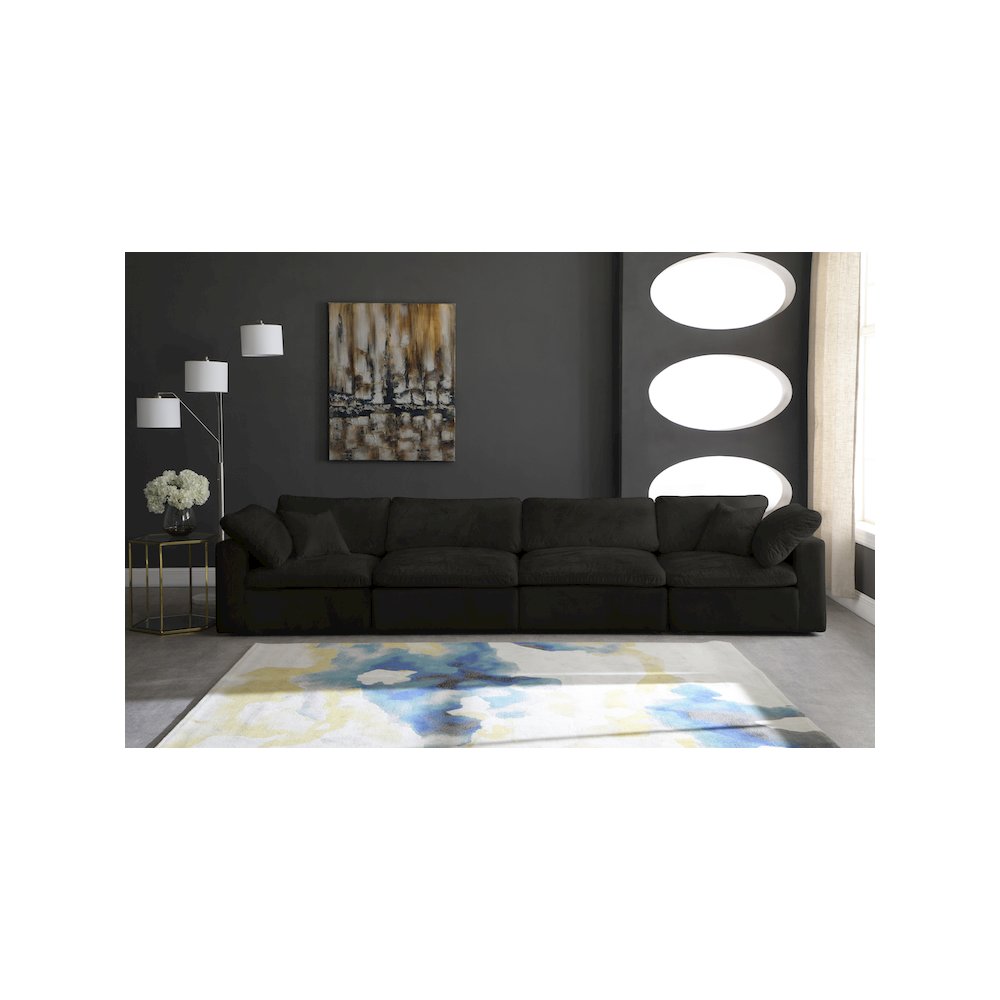 Cozy Black Velvet Comfort Modular Sofa. Picture 2