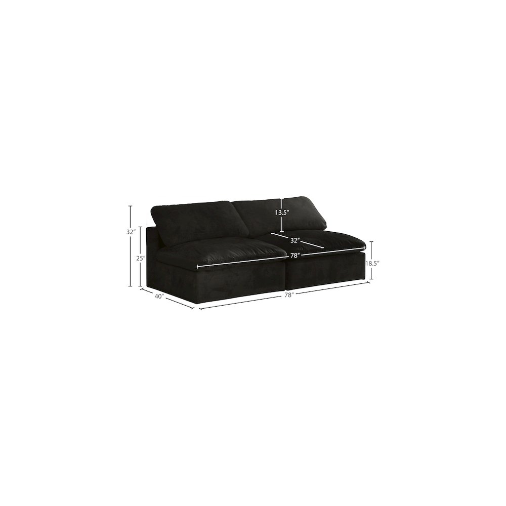 Cozy Black Velvet Comfort Modular Armless Sofa. Picture 3