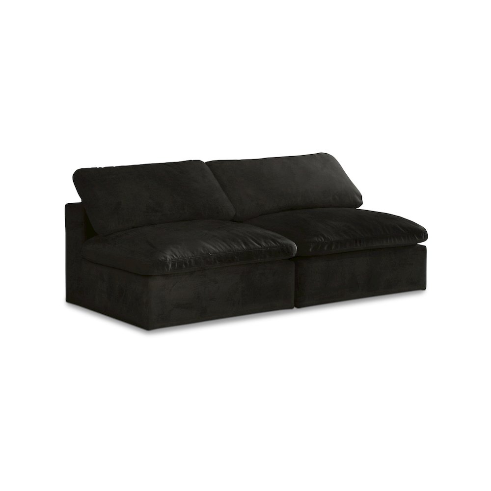 Cozy Black Velvet Comfort Modular Armless Sofa. Picture 1