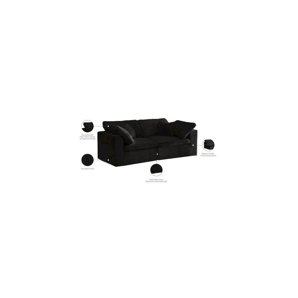 Cozy Black Velvet Comfort Modular Sofa. Picture 8
