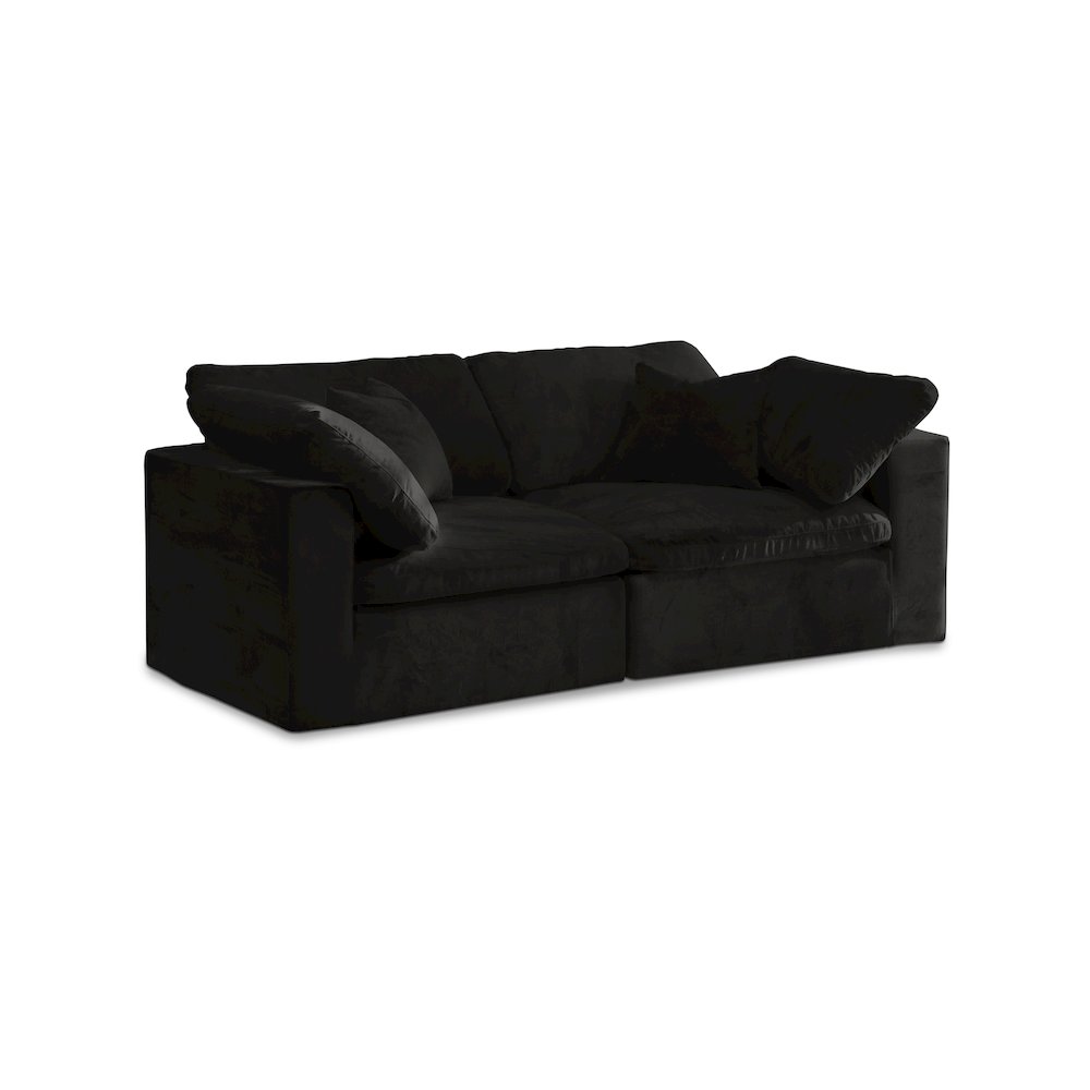 Cozy Black Velvet Comfort Modular Sofa. Picture 1