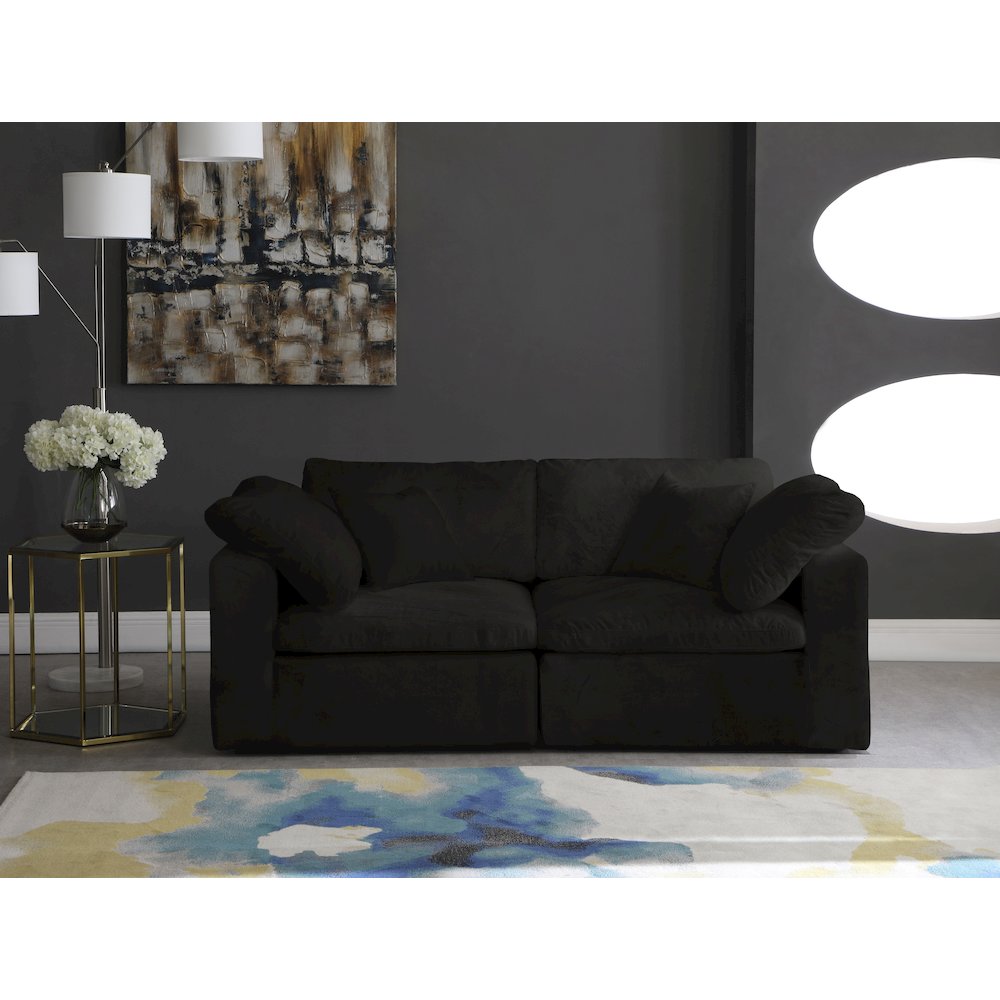 Cozy Black Velvet Comfort Modular Sofa. Picture 2