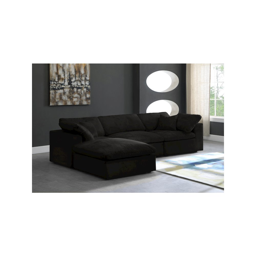 Cozy Black Velvet Comfort Modular Sectional. Picture 3