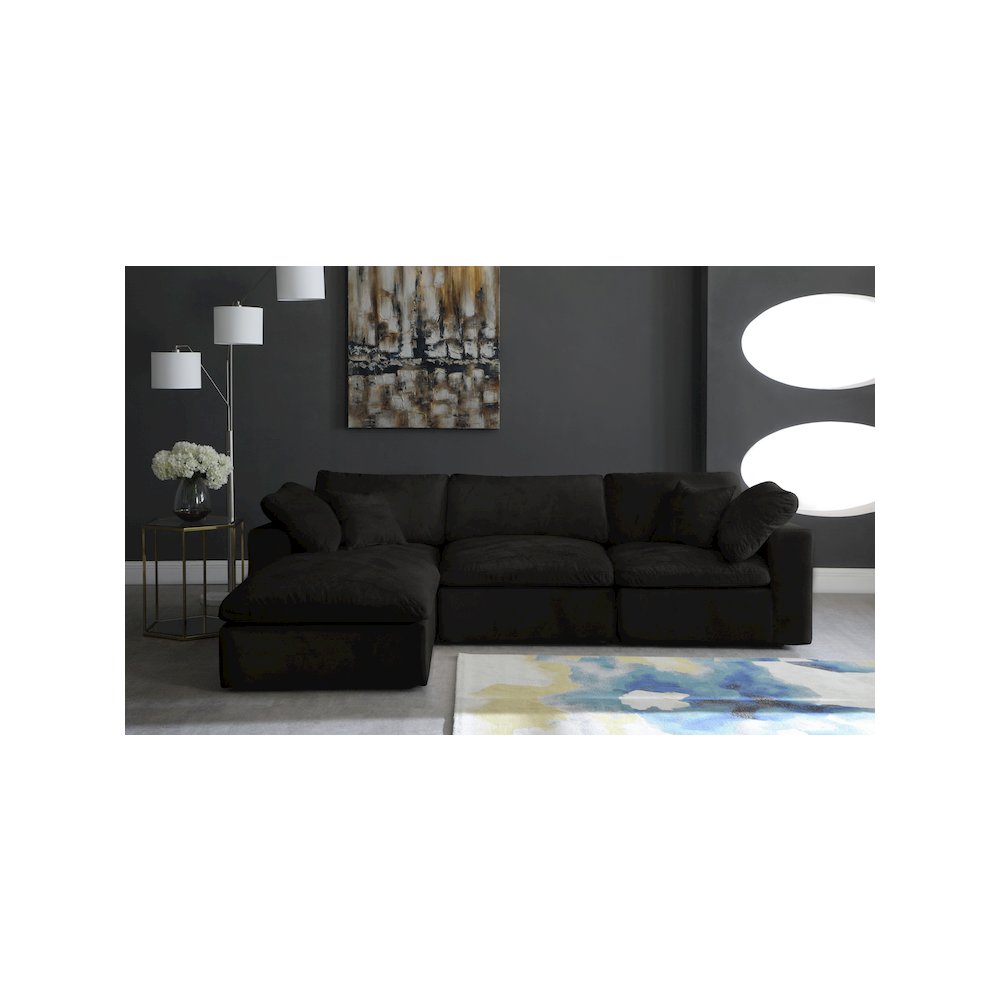 Cozy Black Velvet Comfort Modular Sectional. Picture 4