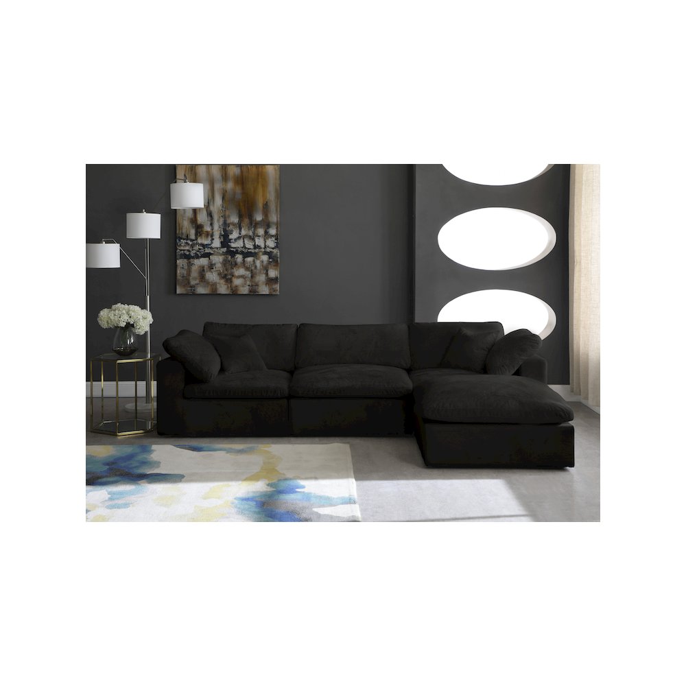 Cozy Black Velvet Comfort Modular Sectional. Picture 5