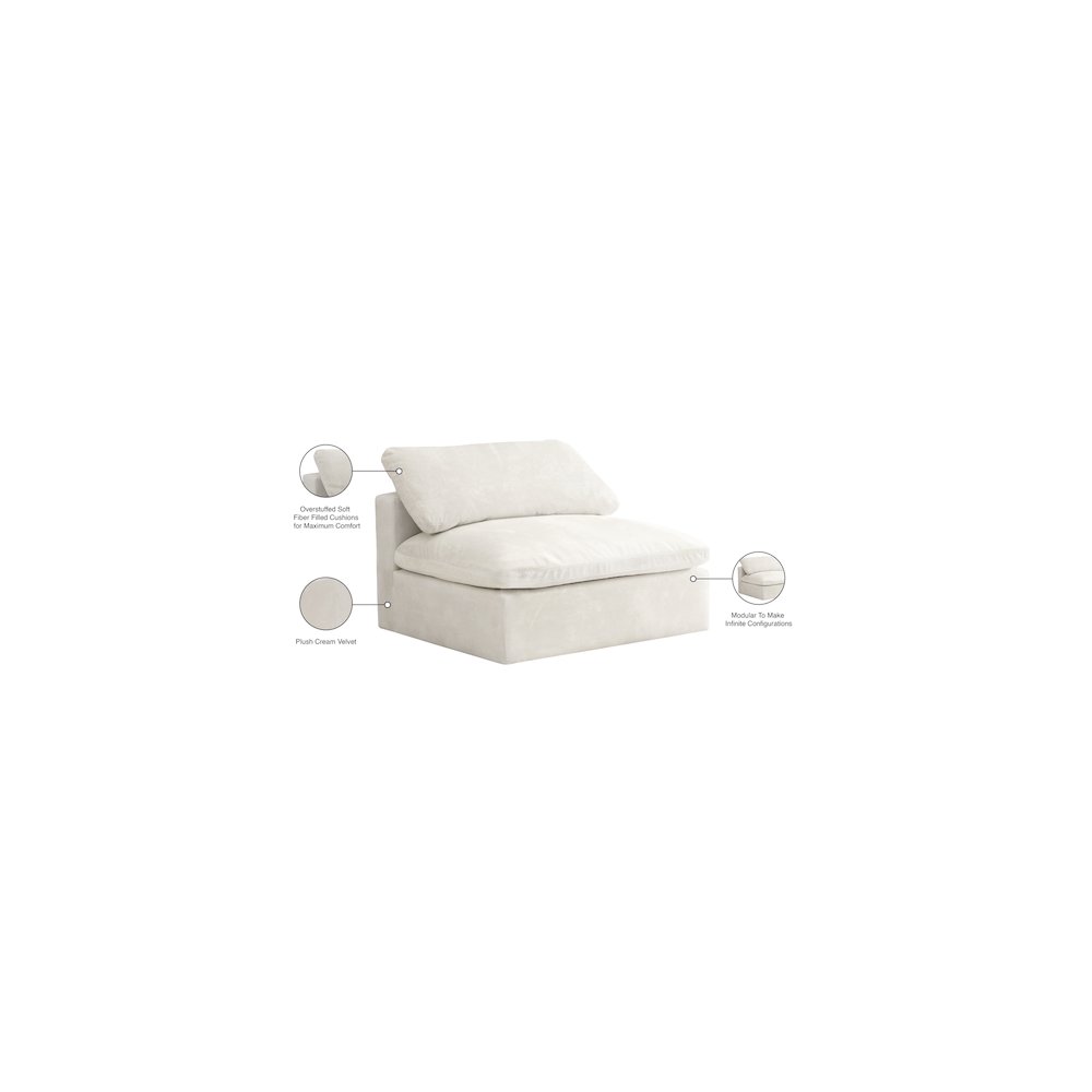 Cozy Cream Velvet Chair. Picture 6