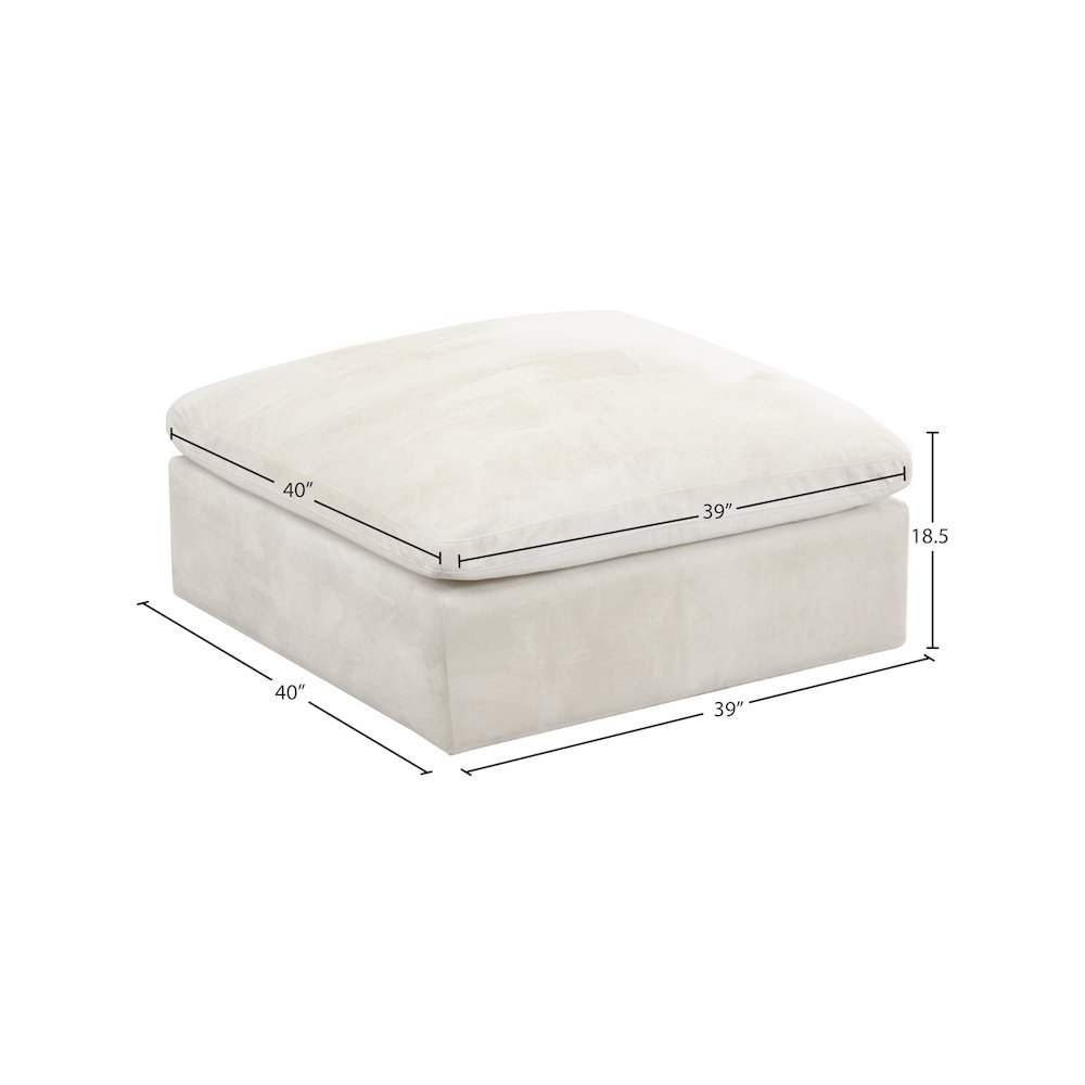 Cozy Cream Velvet Ottoman. Picture 3