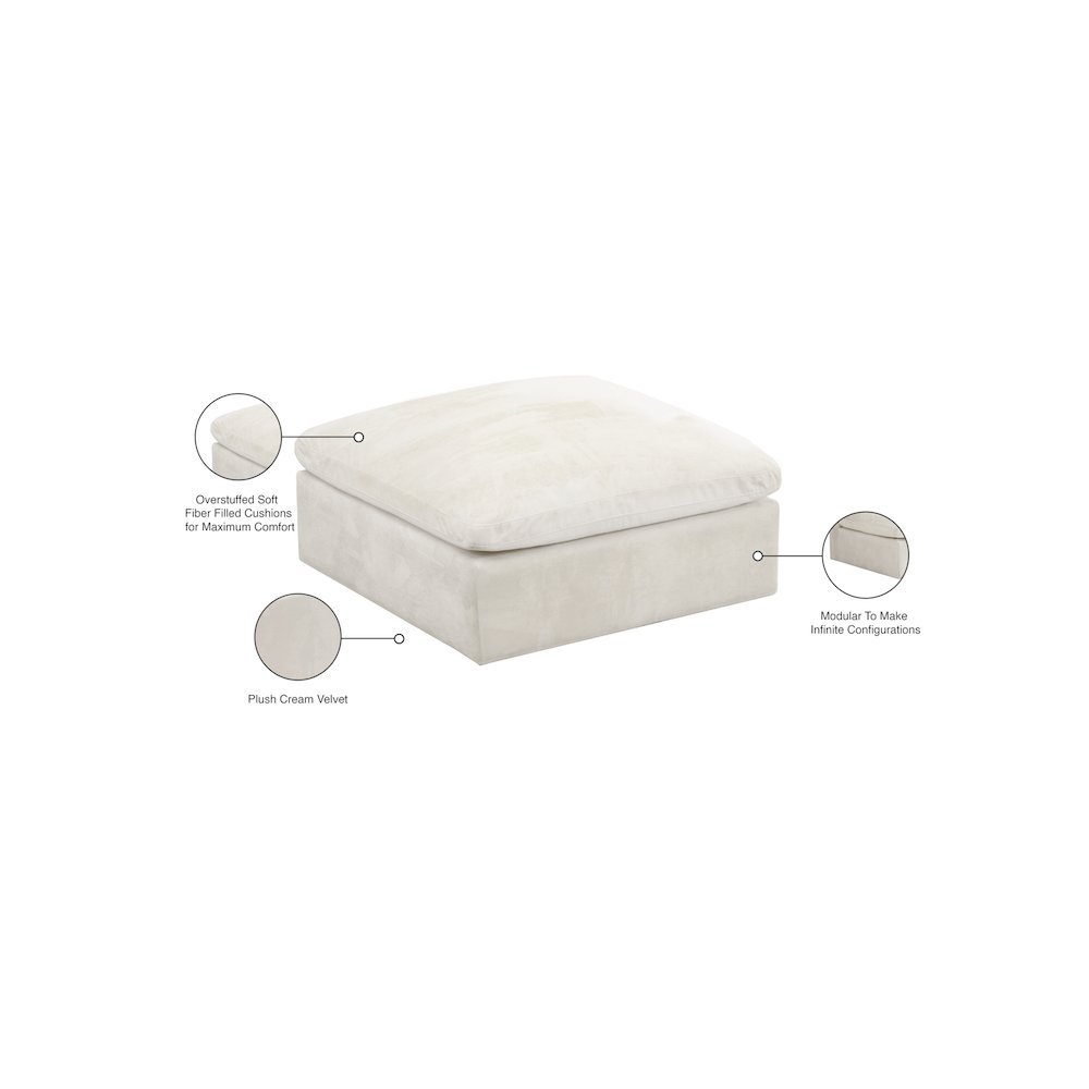 Cozy Cream Velvet Ottoman. Picture 4