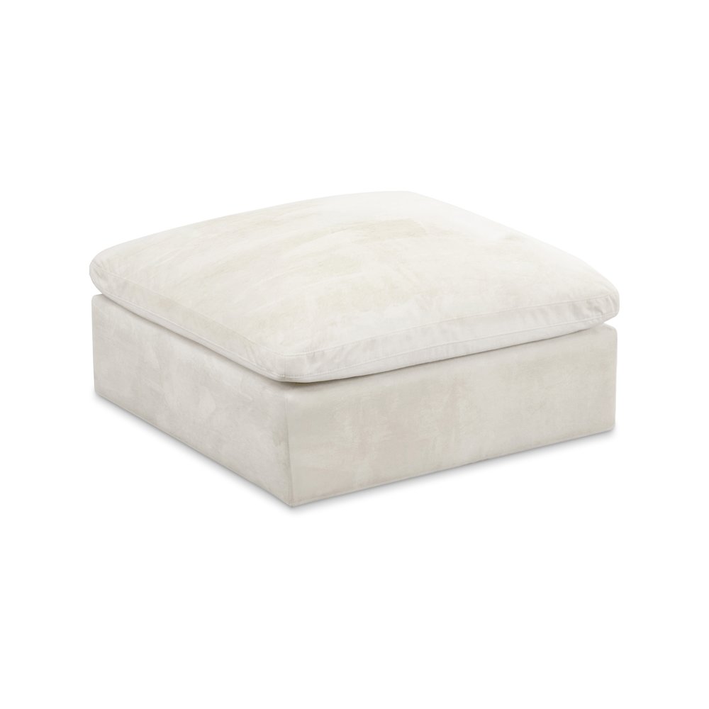 Cozy Cream Velvet Ottoman. Picture 1