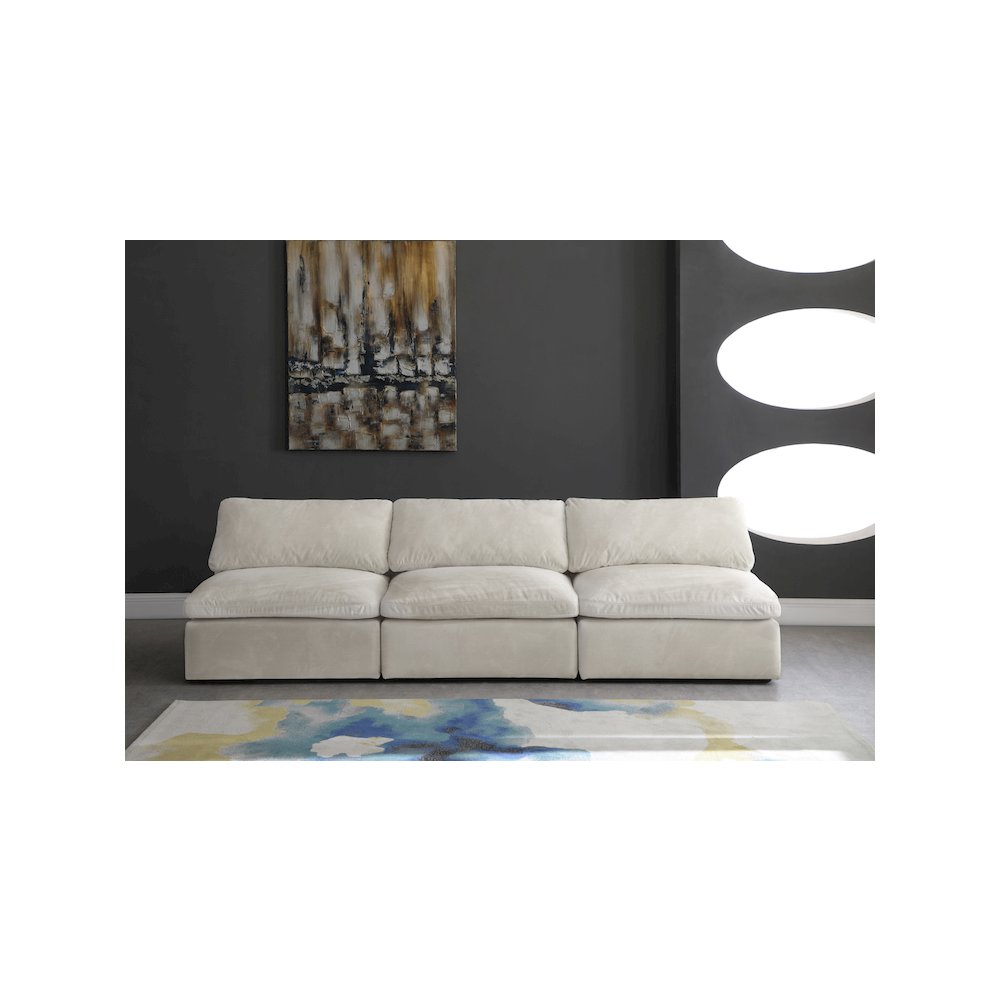 Cozy Cream Velvet Comfort Modular Armless Sofa. Picture 2
