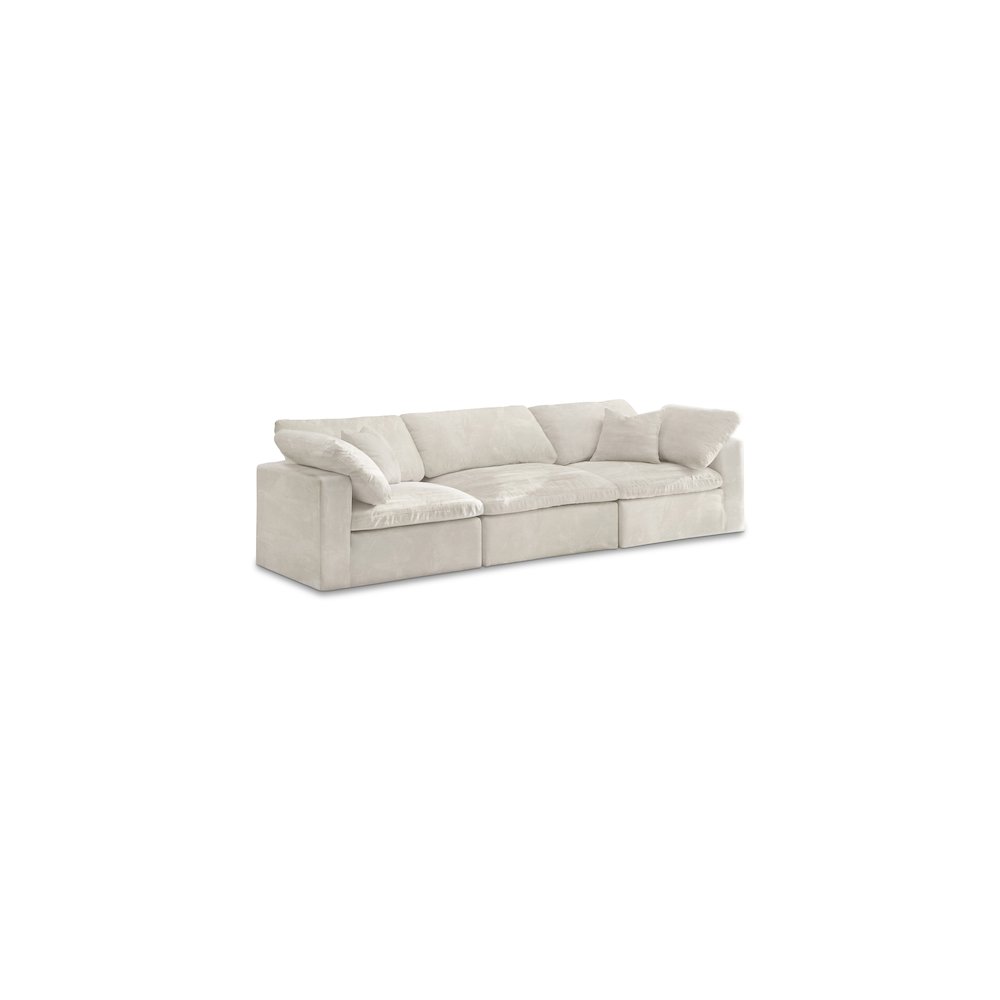 Cozy Cream Velvet Comfort Modular Sofa. Picture 1