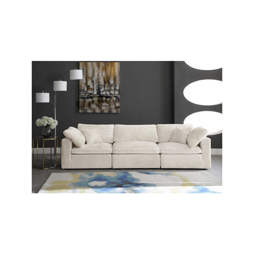 Cozy Cream Velvet Comfort Modular Sofa. Picture 2