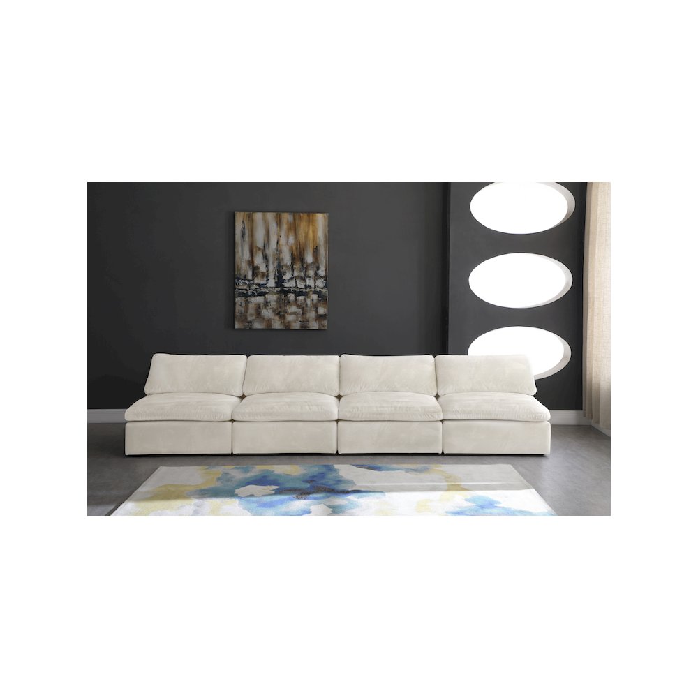 Cozy Cream Velvet Comfort Modular Armless Sofa. Picture 2