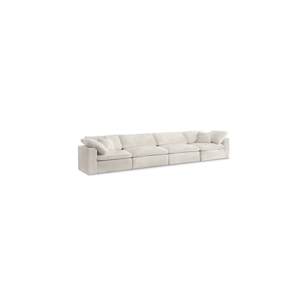 Cozy Cream Velvet Comfort Modular Sofa. Picture 1