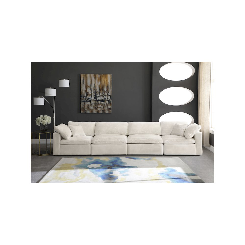 Cozy Cream Velvet Comfort Modular Sofa. Picture 2