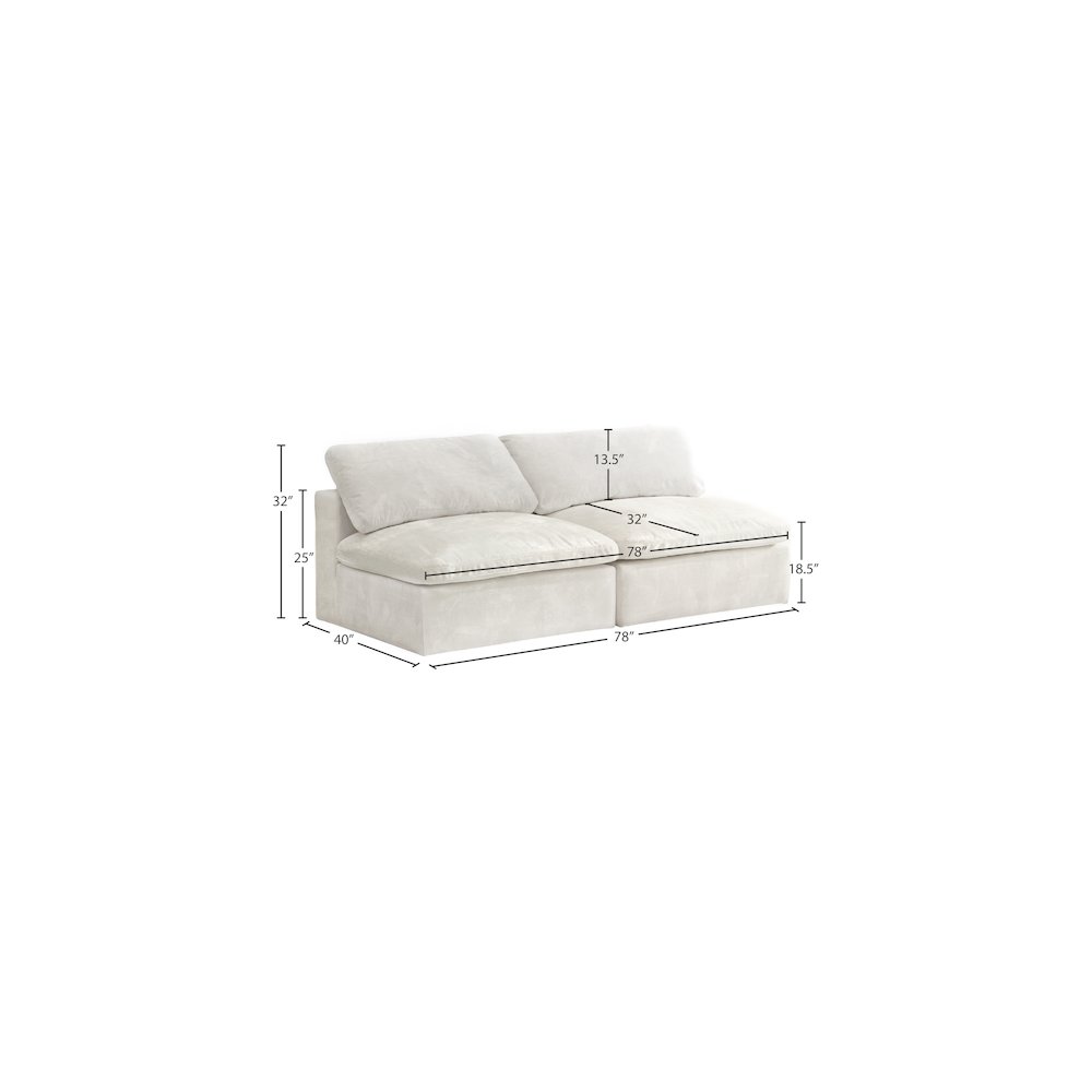 Cozy Cream Velvet Comfort Modular Armless Sofa. Picture 3
