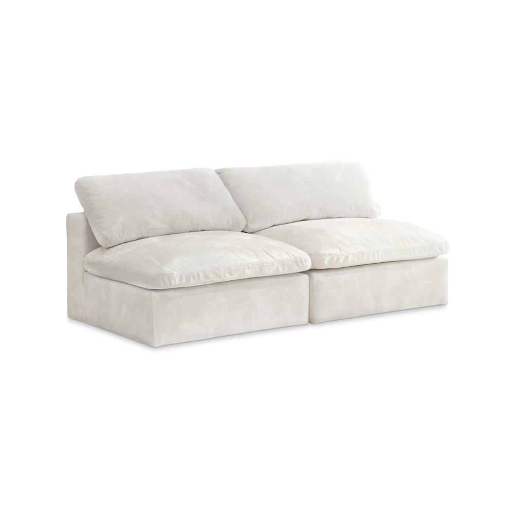 Cozy Cream Velvet Comfort Modular Armless Sofa. Picture 1