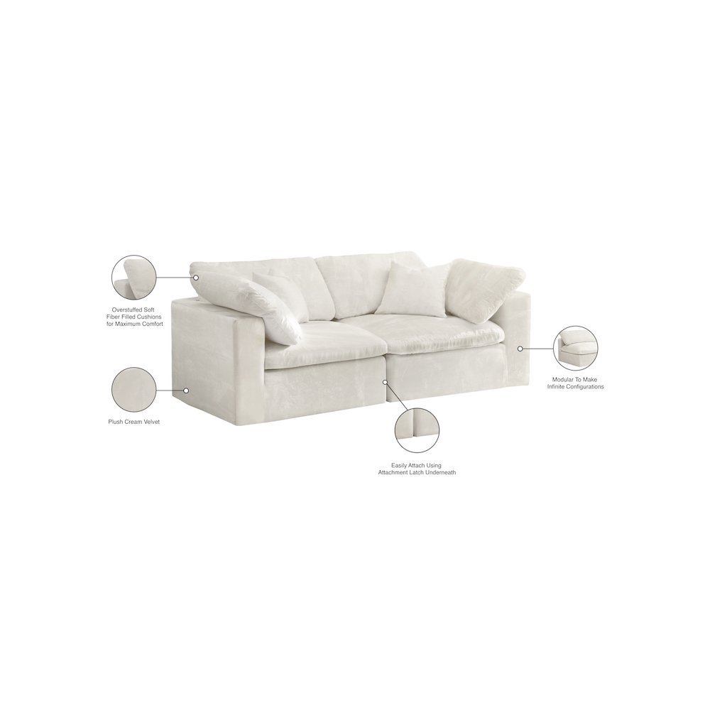 Cozy Cream Velvet Comfort Modular Sofa. Picture 10