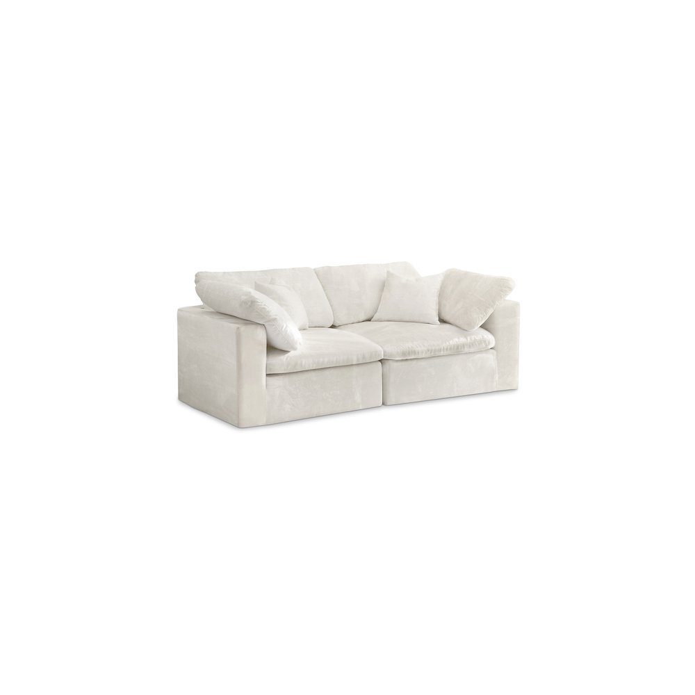 Cozy Cream Velvet Comfort Modular Sofa. Picture 1