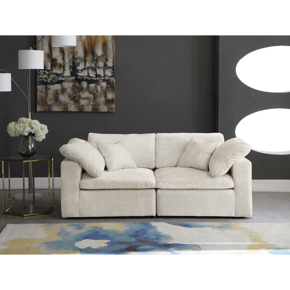 Cozy Cream Velvet Comfort Modular Sofa. Picture 2