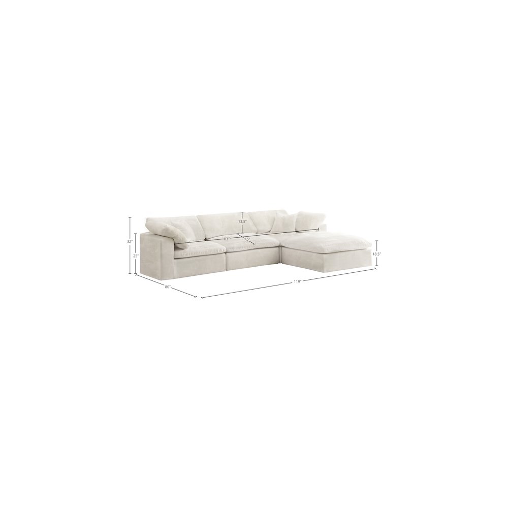 Cozy Cream Velvet Comfort Modular Sectional. Picture 10