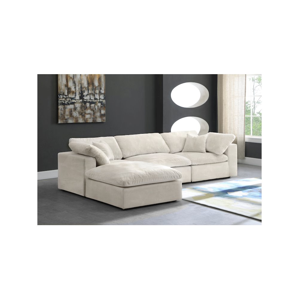 Cozy Cream Velvet Comfort Modular Sectional. Picture 3