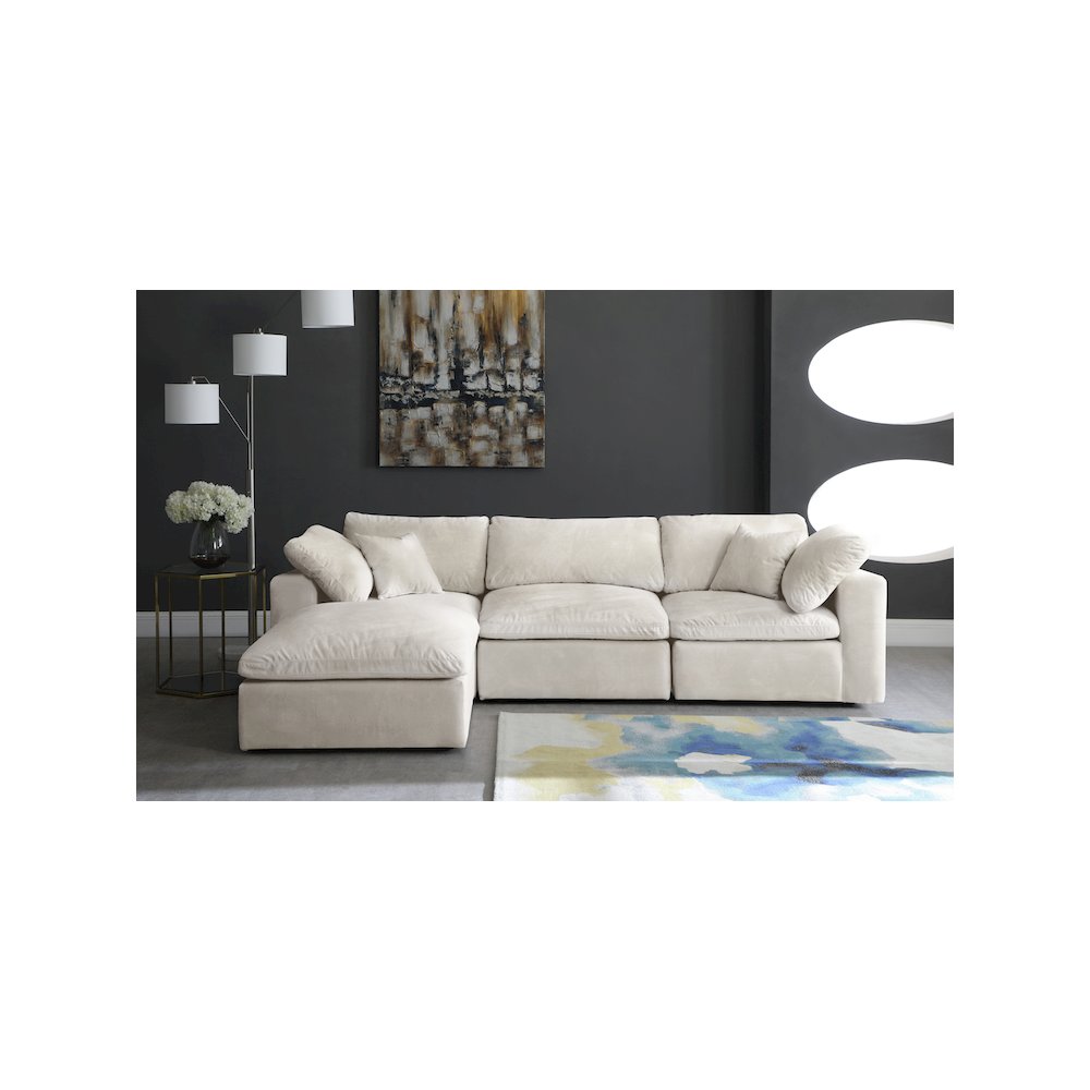 Cozy Cream Velvet Comfort Modular Sectional. Picture 4