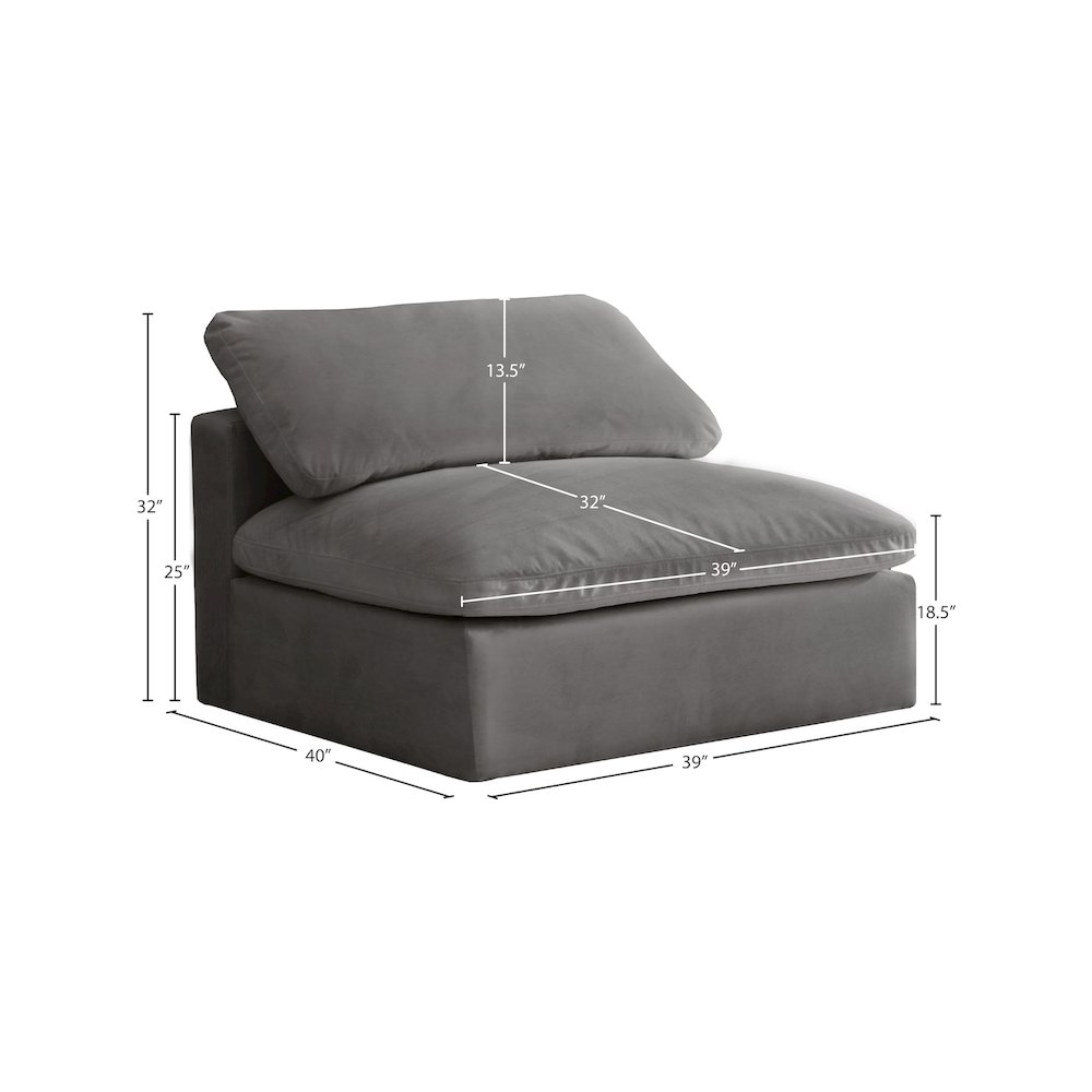 Cozy Grey Velvet Chair. Picture 5