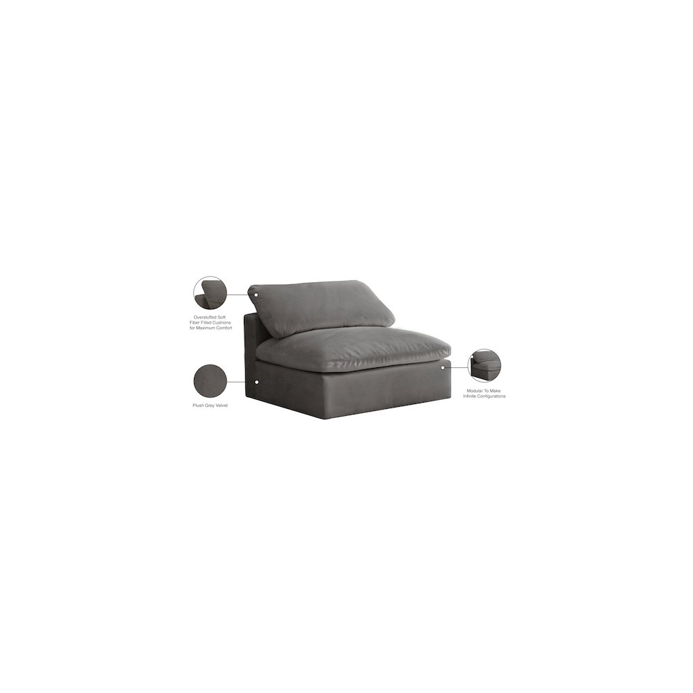 Cozy Grey Velvet Chair. Picture 6