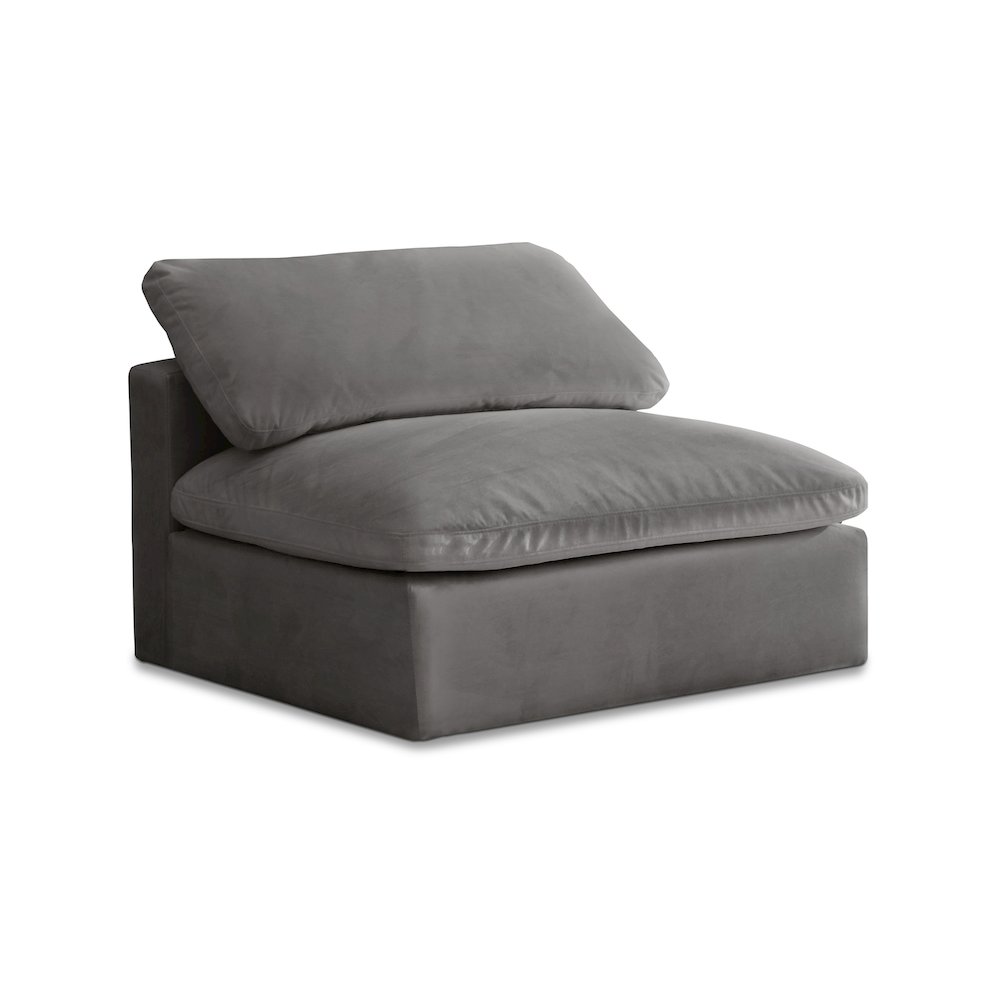 Cozy Grey Velvet Chair. Picture 1