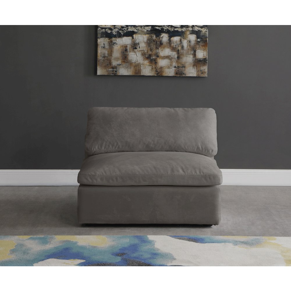 Cozy Grey Velvet Chair. Picture 2