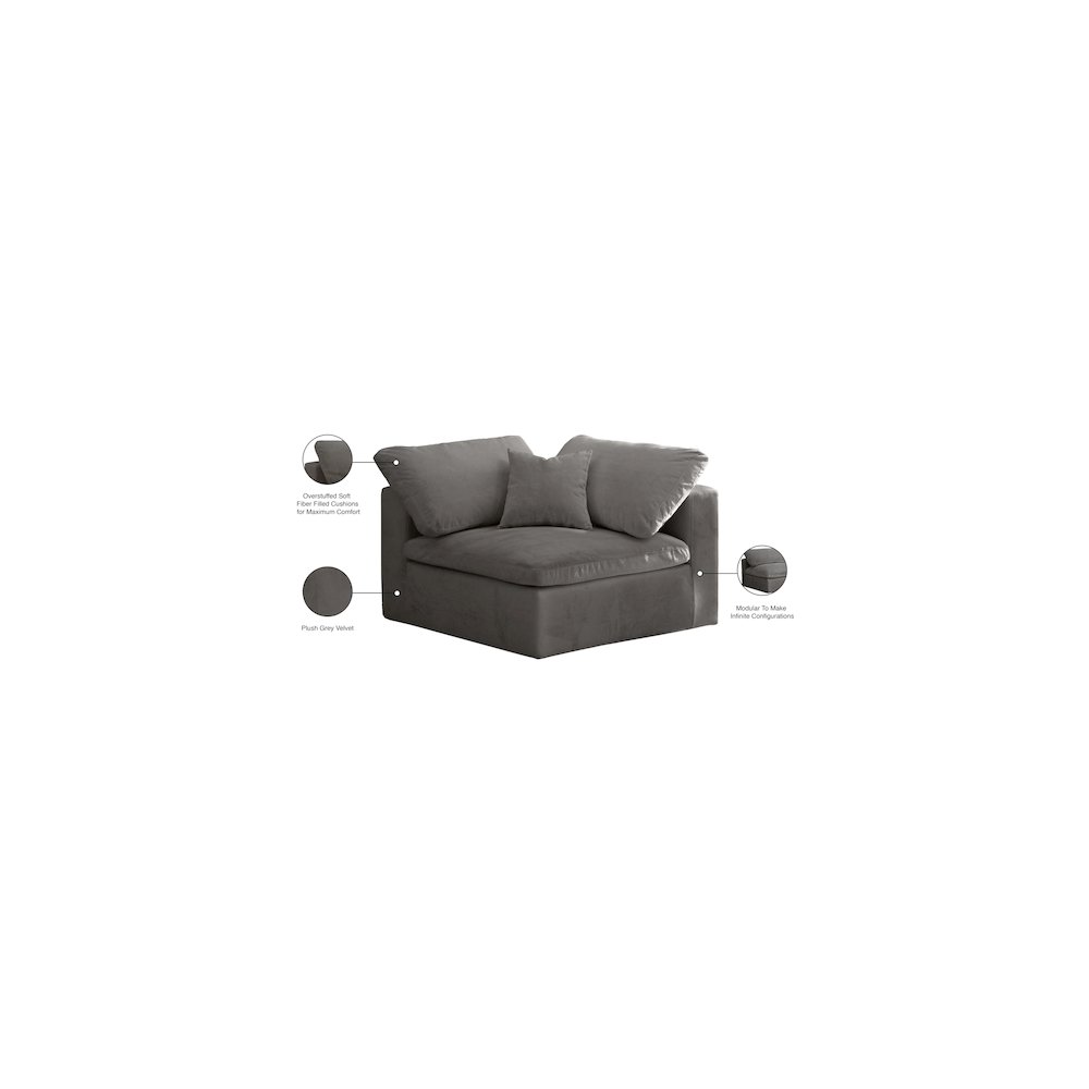 Cozy Grey Velvet Chair. Picture 5
