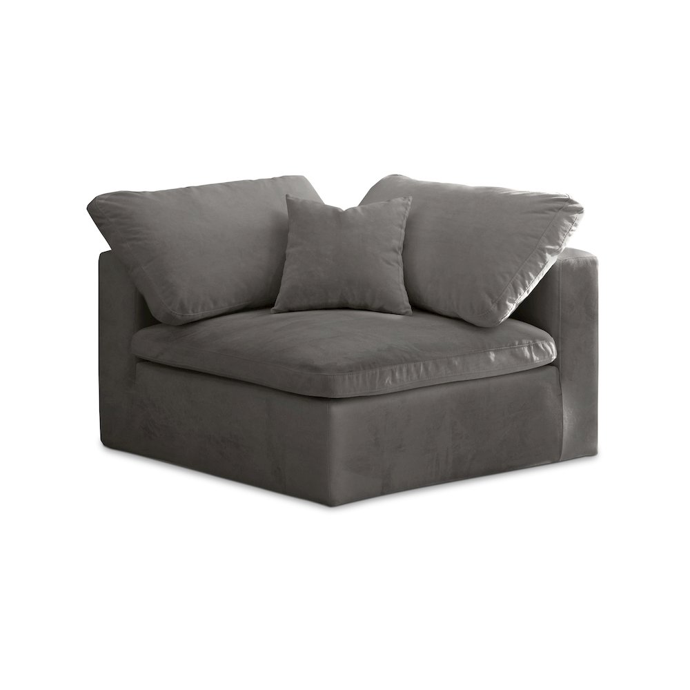 Cozy Grey Velvet Chair. Picture 1
